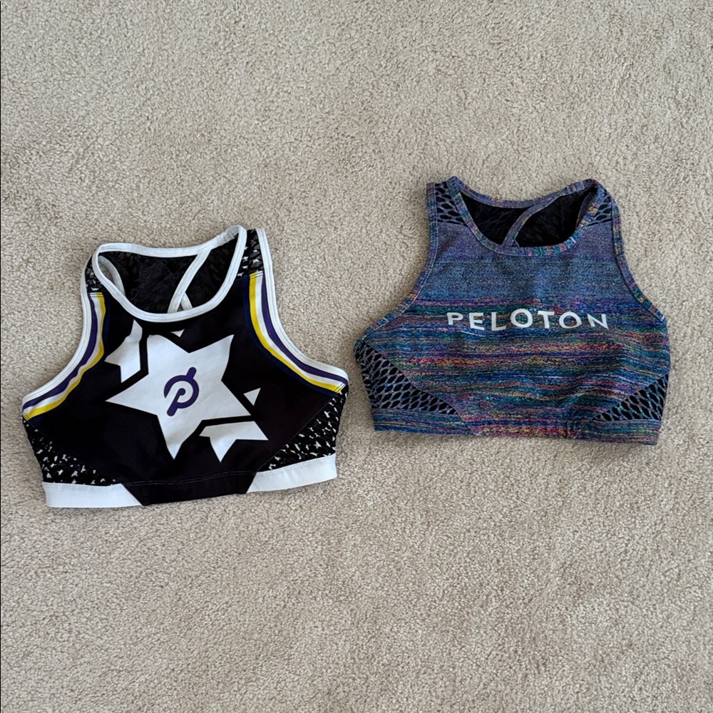Peloton Women's Black and Multicolor Sports Bras